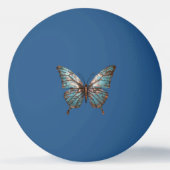 Blauw Grijs Textuur Vlinder Pingpongbal (Achterkant)