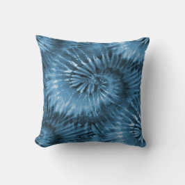 Blauw Grijs Tie Dye Steruitbarsting Spiraal Retro Kussen