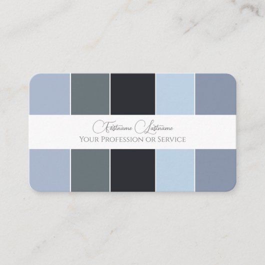 Blauw grijs tinten kleurenpalet kalligrafie QR-Cod Visitekaartje (Voorkant)