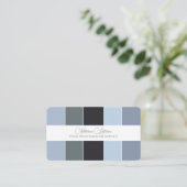 Blauw grijs tinten kleurenpalet kalligrafie QR-Cod Visitekaartje (Staand voorkant)