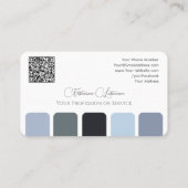 Blauw grijs tinten kleurenpalet kalligrafie QR-Cod Visitekaartje (Achterkant)
