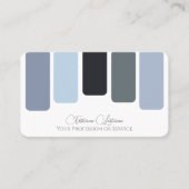 Blauw grijs tinten kleurenpalet kalligrafie QR-Cod Visitekaartje (Voorkant)