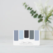 Blauw grijs tinten kleurenpalet kalligrafie QR-Cod Visitekaartje (Staand voorkant)