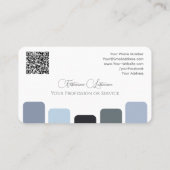Blauw grijs tinten kleurenpalet kalligrafie QR-Cod Visitekaartje (Achterkant)