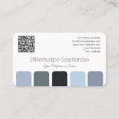 Blauw grijs tinten kleurenpalet kalligrafie QR-Cod Visitekaartje (Achterkant)