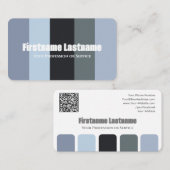 Blauw grijs tinten kleurenpalet kalligrafie QR-Cod Visitekaartje (Voorkant / Achterkant)