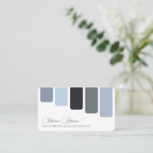 Blauw grijs tinten kleurenpalet kalligrafie QR-Cod Visitekaartje (Staand voorkant)