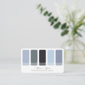 Blauw grijs tinten kleurenpalet kalligrafie QR-Cod Visitekaartje (Staand voorkant)