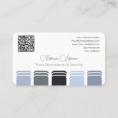 Blauw grijs tinten kleurenpalet kalligrafie QR-Cod Visitekaartje (Achterkant)