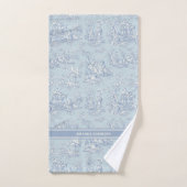 blauw grijs Toile de Jouy bedrukt Bad Handdoek (Handdoek)