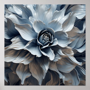 Blauw grijs Toon abstracte kunst print