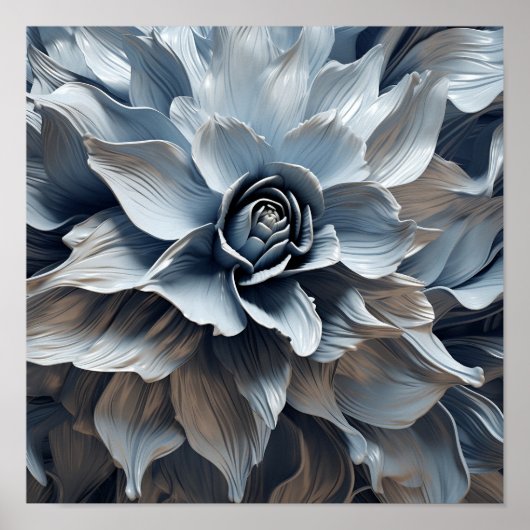 Blauw grijs Toon abstracte kunst print (Voorkant)