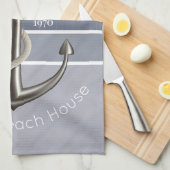 Blauw Grijs Tri-Toned Anker Theedoek (Quarter Fold)