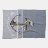 Blauw Grijs Tri-Toned Anker Theedoek (Horizontaal)