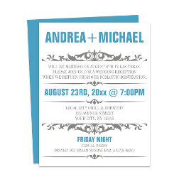 Blauw Grijs Trouwreceptie Alleen Kaart