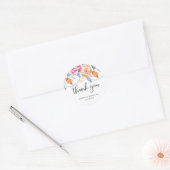 Blauw grijs verbrand Sinaasappel Floral bedankt Ronde Sticker (Envelop)