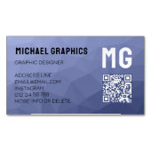 Blauw grijs verloop geometrisch mesh patroon QR co Magnetisch Visitekaartje (Voorkant)