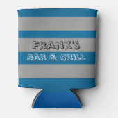 Blauw & Grijs Vette Strepen Persoonlijk Blikjeskoeler (Voorkant)