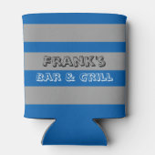 Blauw & Grijs Vette Strepen Persoonlijk Blikjeskoeler (Achterkant)