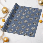 Blauw grijs Victoriaans sierdesign Cadeaupapier