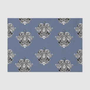 Blauw grijs Victoriaans sierdesign Tissuepapier