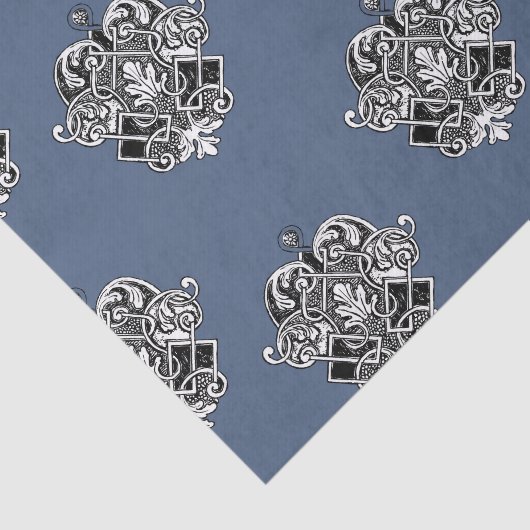 Blauw grijs Victoriaans sierdesign Tissuepapier (Detail)
