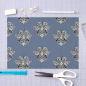 Blauw grijs Victoriaans sierdesign Tissuepapier (Craft)