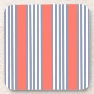Blauw-grijs vijf stripe patronen met levend koraal bier onderzetter