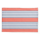 Blauw-grijs vijf stripe patronen met levend koraal kussensloop (Achterkant)