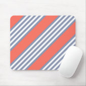 Blauw-grijs vijf stripe patronen met levend koraal muismat (Met muis)