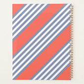 Blauw-grijs vijf stripe patronen met levend koraal planner (Achterkant)