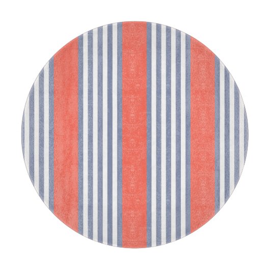 Blauw-grijs vijf stripe patronen met levend koraal snijplank (Voorkant)
