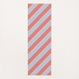 Blauw-grijs vijf stripe patronen met levend koraal yogamat