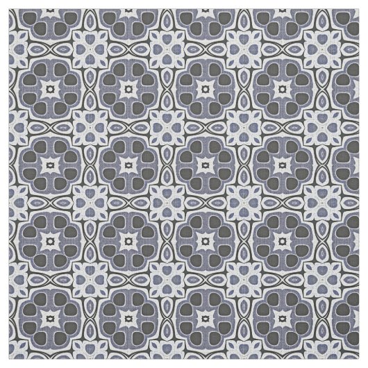 Blauw grijs Violet Floral Bali Batik Pattern Stof (Swatch)