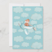 Blauw grijs vliegtuig Hoe de tijd vliegt 1e verjaa Kaart (Achterkant)