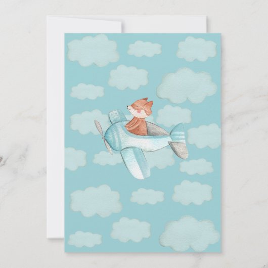 Blauw grijs vliegtuig Hoe de tijd vliegt 1e verjaa Kaart (Achterkant)