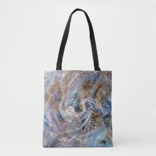 Blauw Grijs Vloeibare Marmerende Illustratie Tote Bag