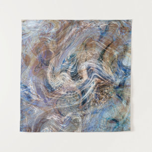 Blauw Grijs Vloeistof Marmering Illustratie Wandkleed