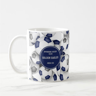 Blauw Grijs Voetbal Team Kleuren Coach Naam Koffie Koffiemok