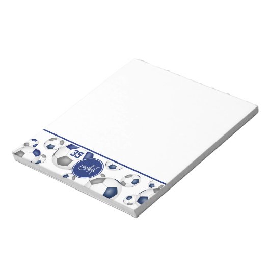 blauw grijs voetballen patroonaccent notitieblok (Linkerzijde)