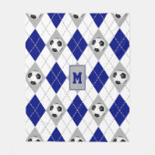 blauw grijs voetbalteam kleuren argyle patroon fleece deken (Voorkant)