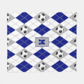 blauw grijs voetbalteam kleuren argyle patroon fleece deken (Voorkant (Horizontaal))