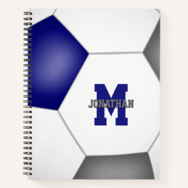 blauw grijs voetbalteamkleuren monogram notitieboek