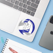 Blauw Grijs Volleybal Club Kleuren Atleet Naam Sticker (Laptop met iPhone)