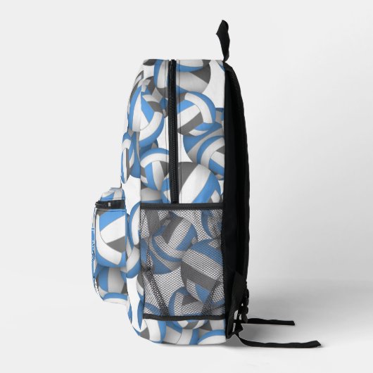 Blauw grijs volleybal patroon w speler naam nummer bedrukte rugzak (Rechts)