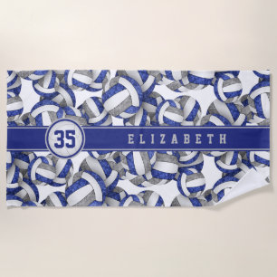Blauw grijs volleybal sportteam kleuren geschenken strandlaken
