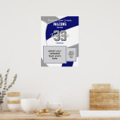 Blauw Grijs Volleybal Team Kleuren Herdenkingskleu Poster (Keuken)