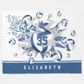 Blauw Grijs Volleyballen Sterren Meisjes Sport Dec Fleece Deken (Voorkant (Horizontaal))