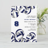 Blauw Grijs Volleyballen Verjaardag of Team Party Kaart (Staand voorkant)