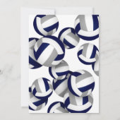 Blauw Grijs Volleyballen Verjaardag of Team Party Kaart (Achterkant)